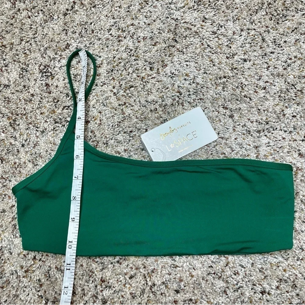L*SPACE x Everyday Pursuits Milo One Shoulder Bikini Top in Emerald Small NWT